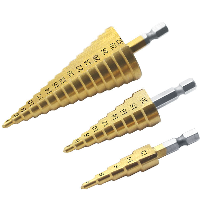 Hexagon Shank Straight Groove Step Drill Pagoda Drill Step High Speed Steel 4241 Drill Bit Set 4-32 4-20 4-12