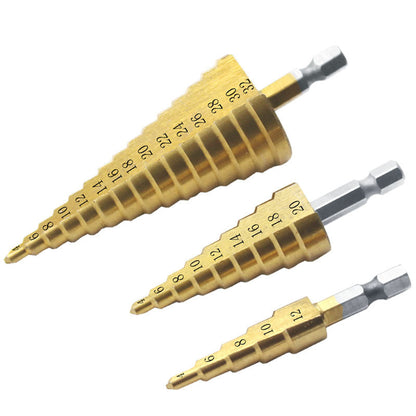 Hexagon Shank Straight Groove Step Drill Pagoda Drill Step High Speed Steel 4241 Drill Bit Set 4-32 4-20 4-12
