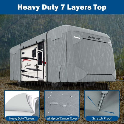 Umbrauto Class A RV Cover Upgraded Heavy Duty 7 Layers Top Windproof Breathable Class A Motorhome Camper Cover,Grey