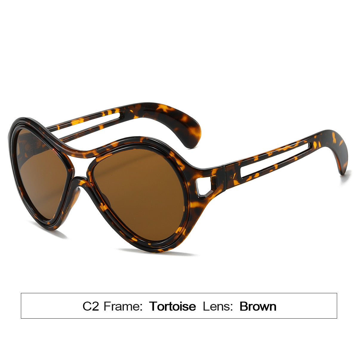 New European and American Sunglasses for Women UV400 Fashion Double Beam Round Frame Personalized PC Hollow Sunscreen Sunglasses