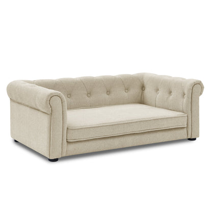 Elegant Rectangle Pet Bed for Medium and Large Dogs, Durable Elevated Dog Sofa Bed, Comfortable Dog Couch Beige
