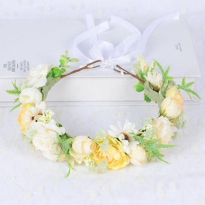 Bridal Fairy Flower Wreath Fabric Flower Starry Sky Headwear Children's Travel Photography Performance Hair Accessories Headrings