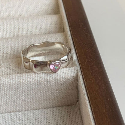 Dopamine love colored zircon diamond ring female niche index finger high-end fashion personality open ring