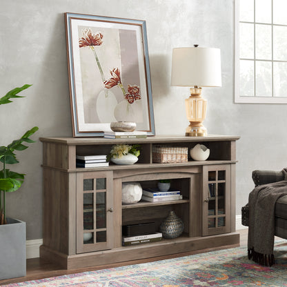 Classic TV Media Stand Modern Entertainment Console for TV Up to 65" with Open and Closed Storage Space Gray Wash