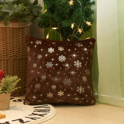 Christmas Snowflake Plush Hot Silver Sofa Pillowcase (excluding core) Home Pillow Cover