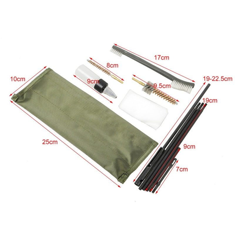 Airsoft M4 M16 Rifle Gun Cleaning Kit 10 Pieces .22 .30cal 5.56mm Brushes Set Clean Rod Convenient Nylon Case Hunting Accessory