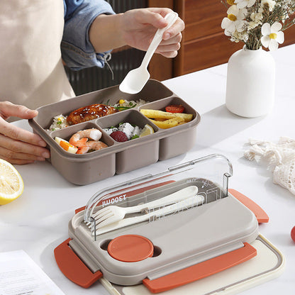 Student Japanese sealed four-compartment plastic lunch box bento box microwaveable lunch box