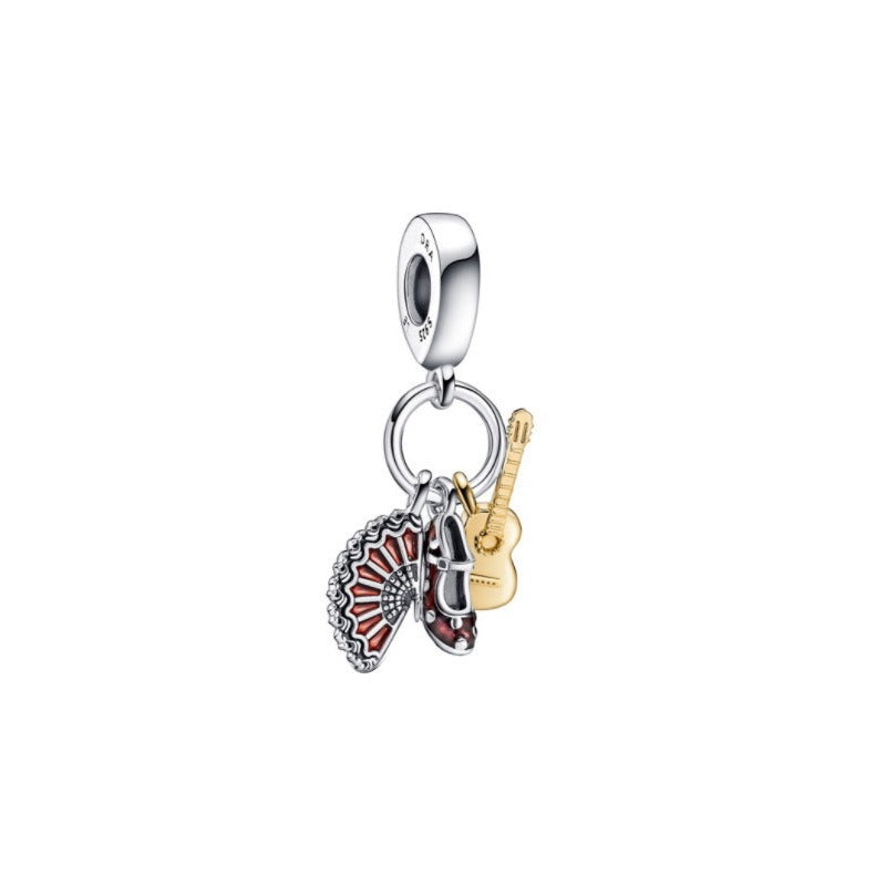 S925 sterling silver eternal confession double surround heart small motorcycle DIY accessories