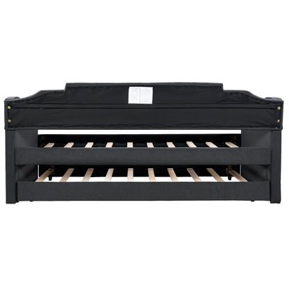 Upholstered Twin Daybed with Trundle Black
