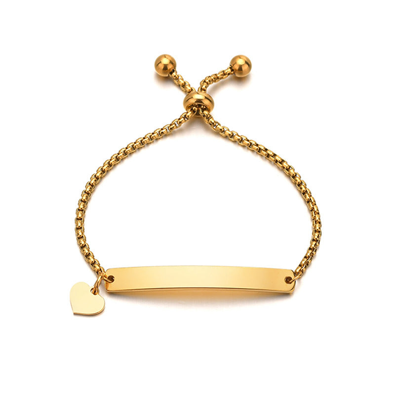 Stainless steel personalized engraved three color curved bracelet simple and personalized women's bracelet