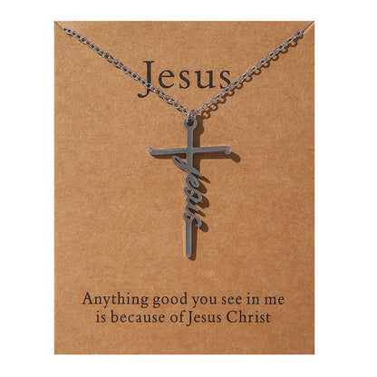 Faith Religious Gift Stainless Steel Cross Collarbone Chain Sweater Chain