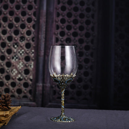Enamel lead-free red wine cup crystal glass high footed cup decanter set