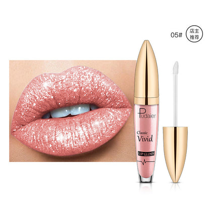 Pudaier Sip Glitter Flip Matte Pearl Lip Gloss Nonstick Diamond Lip Gloss