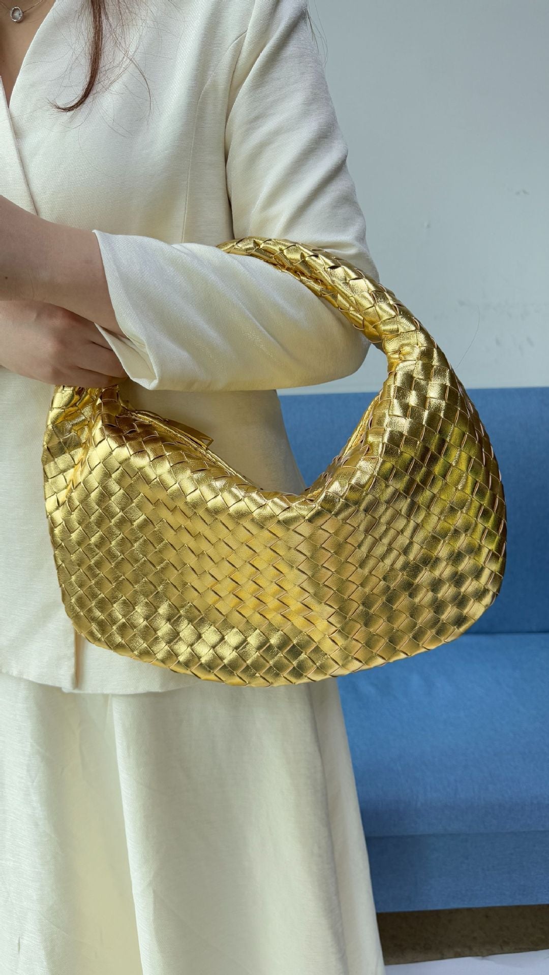 Large size women's woven bag large capacity hand-held armpit bag women's bag