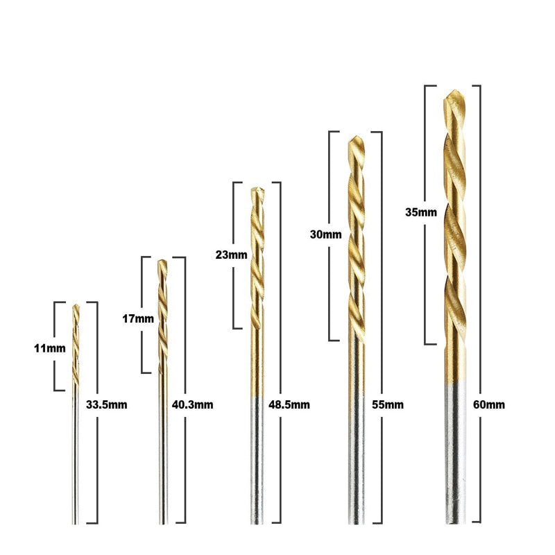 50Pcs Titanium Coated Drill Bits HSS High Speed Steel Drill Bits Set Tool High Quality Power Tools 1/1.5/2/2.5/3mm