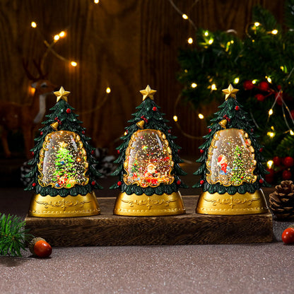 Christmas gifts, painted Christmas trees, glowing candles, oil lamps, children's small gifts, wind lamps, bar table decorations, ornaments