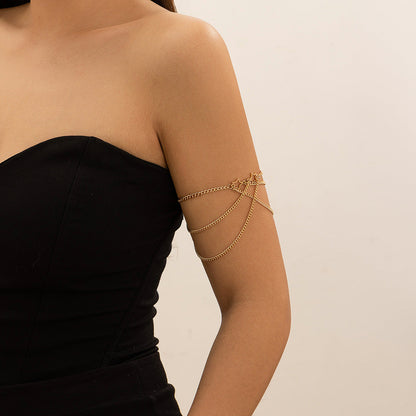 Ethnic style punk adjustable alloy pentagram cross Leg Chain