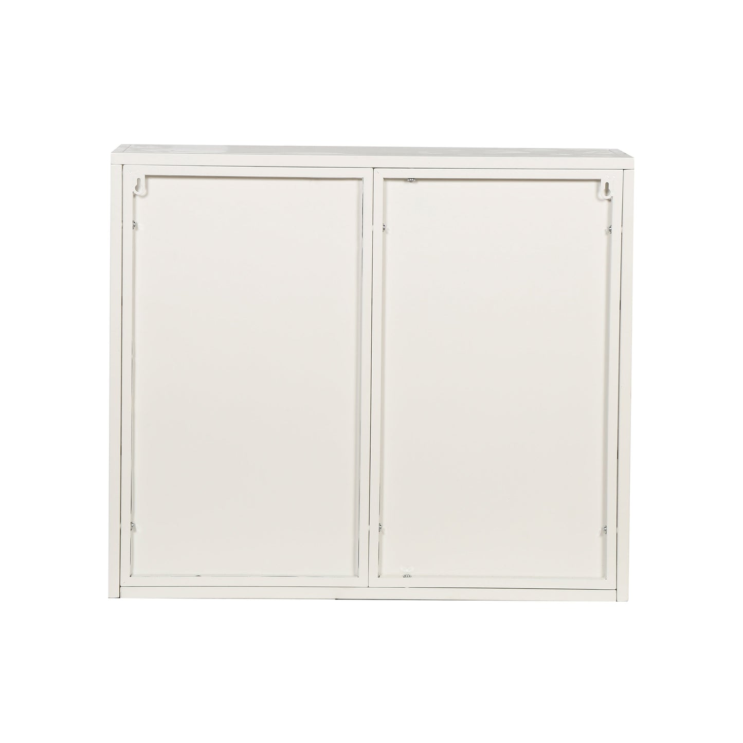 27.56"Glass Doors Modern Two-door Wall Cabinet with Featuring Three-tier White