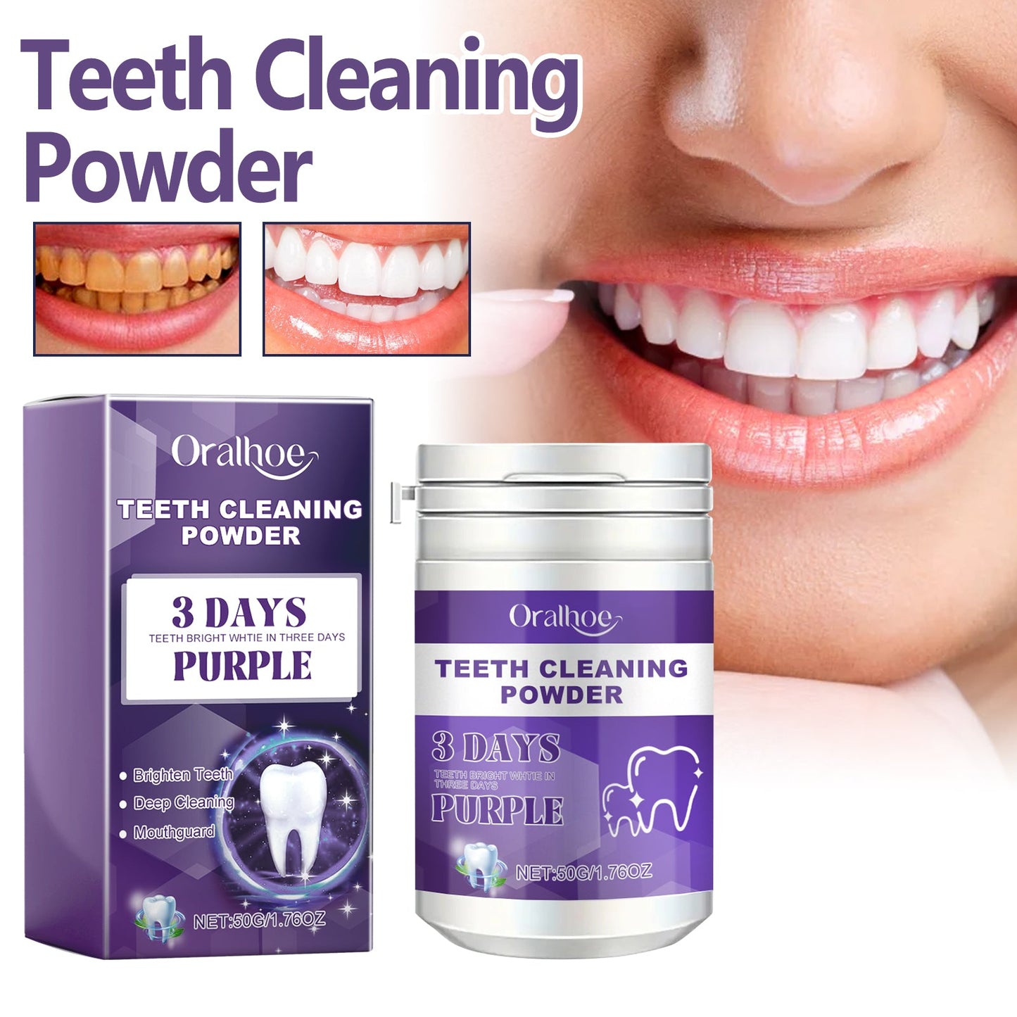 Teeth Cleaning Powder, Fresh Breath Tartar Stone White Teeth Cleaning Powder Oral Care