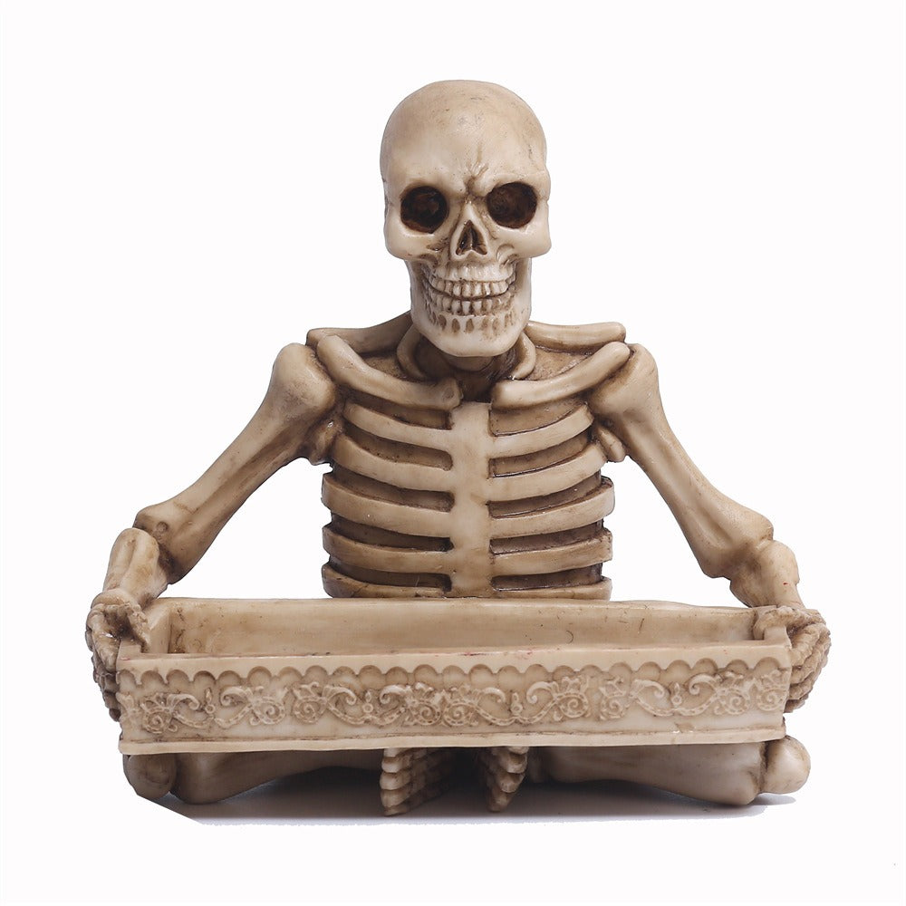 Antique Skull Holding Slot Storage Small Tray