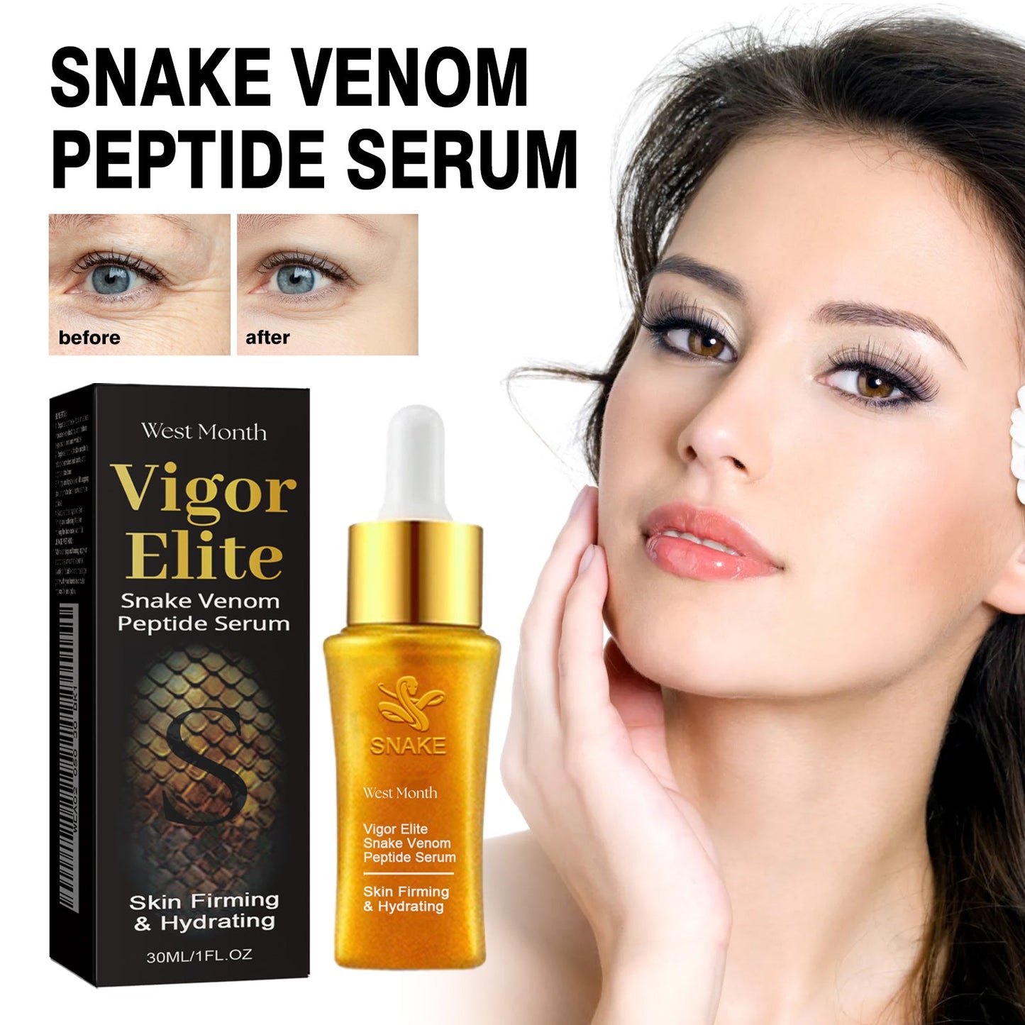 Snake Venom Peptide Essence Reduces Face Fine Lines, Raises Head Lines, Firming, Tender Skin, Hydrating And Anti-Wrinkle Essence