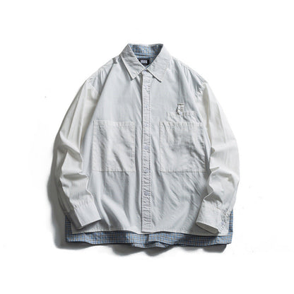Two piece checkered long sleeved shirt for casual vacation men