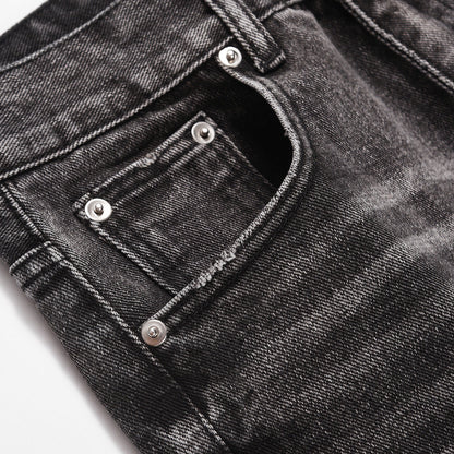 Washed Distressed Wide-Leg Jeans Men's European and American Punk INS Personalized Loose Hole Frayed Flare Pants