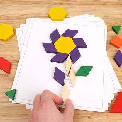 Children's Puzzle Tangram Puzzle 3-4-6 Year Old Elementary School Students Creative Boys and Girls Early Education Wooden Toys