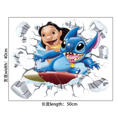 StarCraft Baby Stitch Wall Sticker Self Adhesive Picture Back Adhesive Cartoon Sticker Bedroom Dormitory Bedhead Wall Wallpaper
