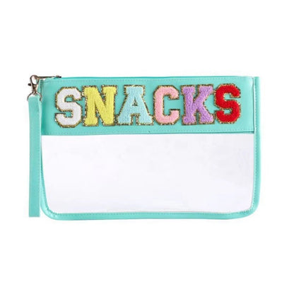 Snack sac de rangement transparent PVC zip pochette broderie lettre Hand Makeup Pack portable pu sac de toilette étanche