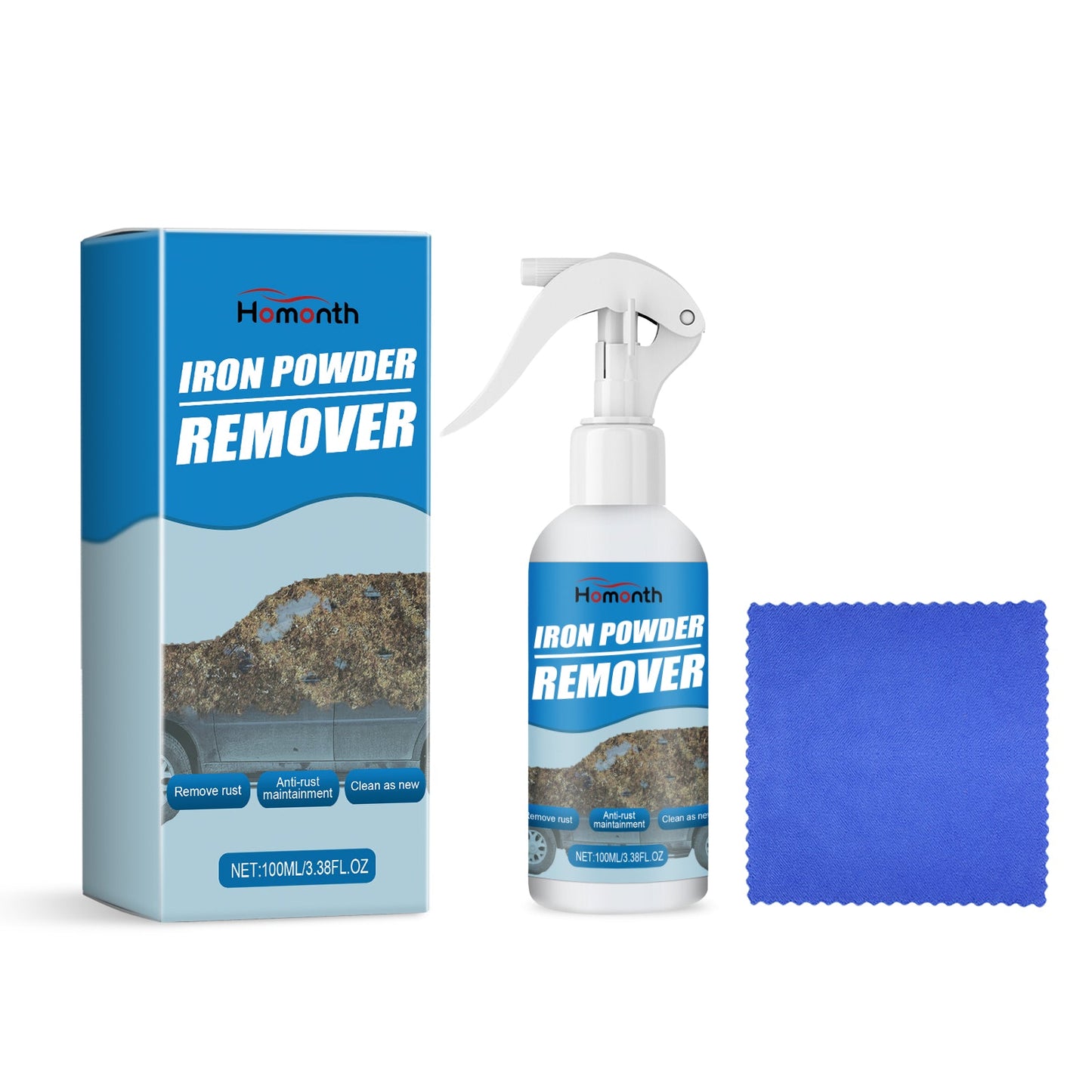 HOMONTH Iron Powder Remover, Decontamination Refurbishing Spray For Metal Parts Of Bicycle Wheels