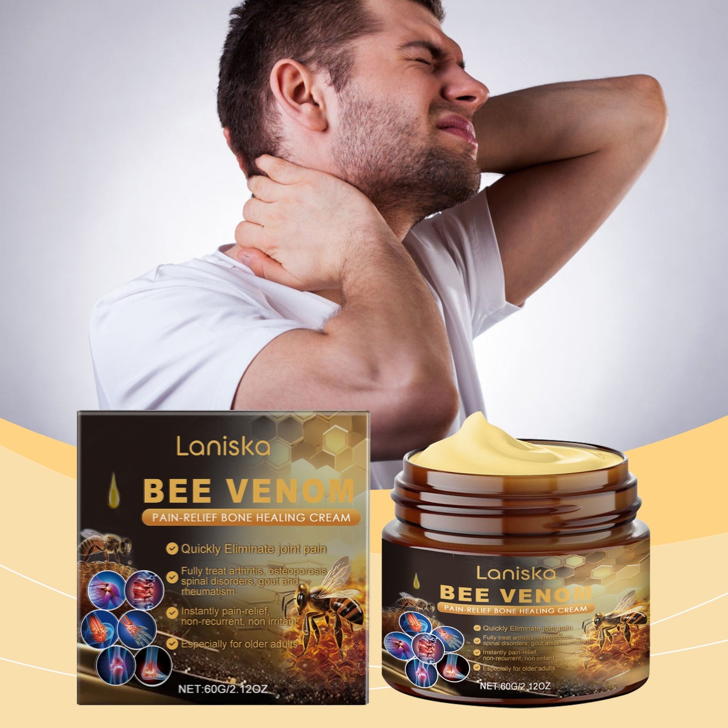 Bee Venom Joint Care Cream Gently Soothes Joints, Bones And Muscles With Daily Massage Treatment