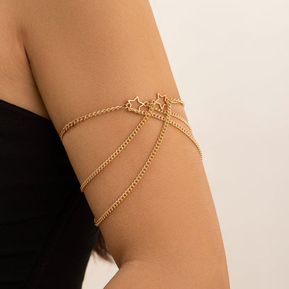 Ethnic style punk adjustable alloy pentagram cross Leg Chain