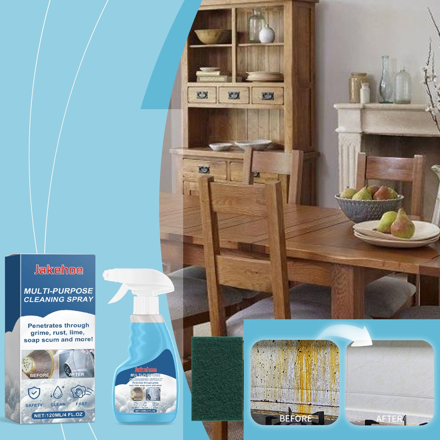 Multi-Functional Foam Cleaner, Household Heavy Oil Cleaning Foam Decontaminate A Variety Of Surfaces To Remove Odor