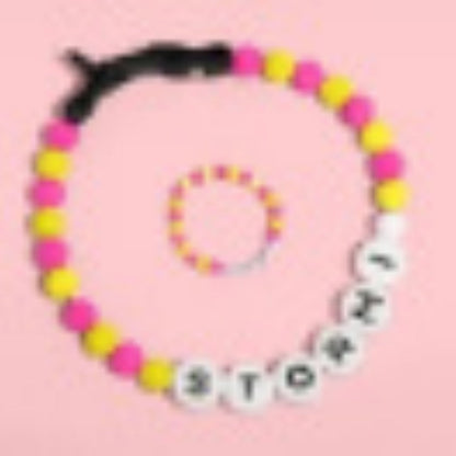 Pet Beaded Name Collar With Bracelet Set Custom Dog Collar With Beads DIY Name Dog Letter Necklace Dog Pearl Beaded Collar