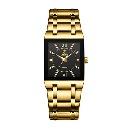 Business Style Steel Strap Couple Watch Square