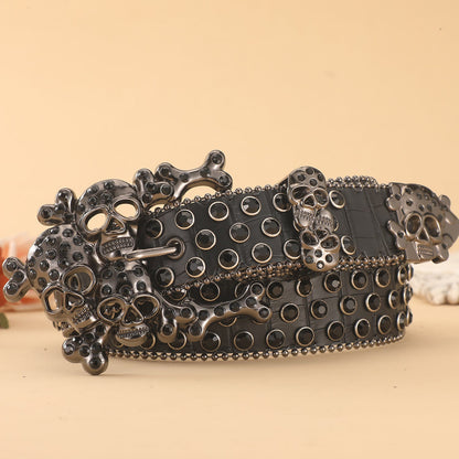 Diamond Inlaid Skull Rhinestone Belt
