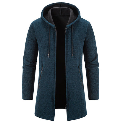 Autumn And Winter Fleece-lined Thickening Trendy Solid Color Men's Cardigan