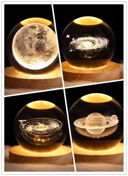 LED Galaxy Crystal Ball 3D Moon Lamp