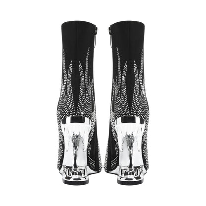 Teeth Profiled Heel Women's High Heel Boots