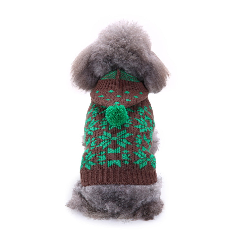 Pet Bone Stripe High Neck Christmas Sweater