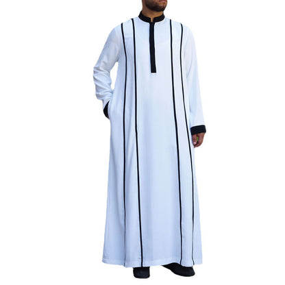 White Four Seasons Color Matching Muslim Robe