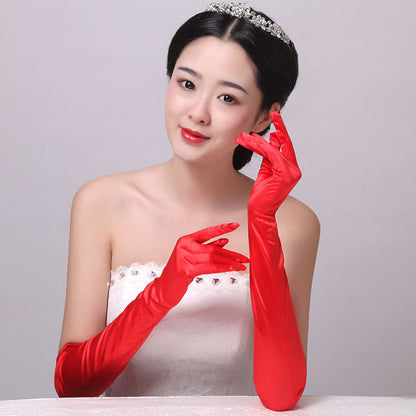 Beaded Satin Sun Protection Bridal Wedding Gloves