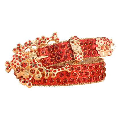 Diamond Inlaid Skull Rhinestone Belt