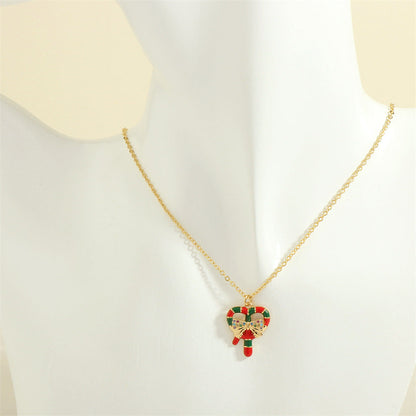 Christmas Necklace, Santa, Snowman, Rhinestones