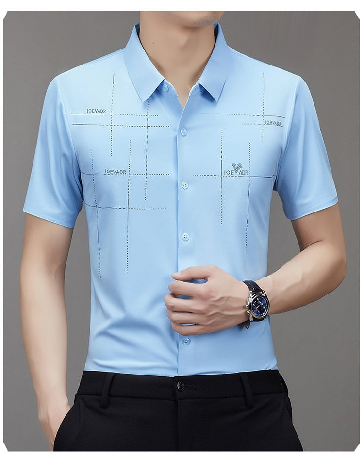 Summer Men's Short Sleeve Seamless Business Shirt