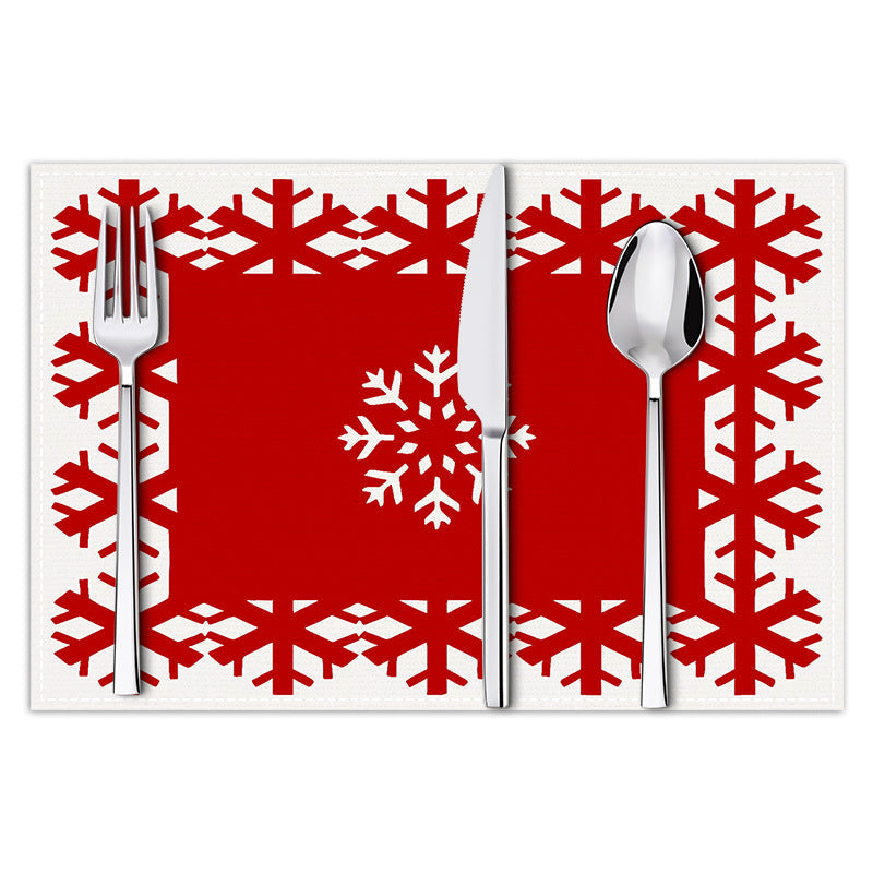 Christmas snowflake print placemat Christmas party decoration table mat living room dining table insulation mat