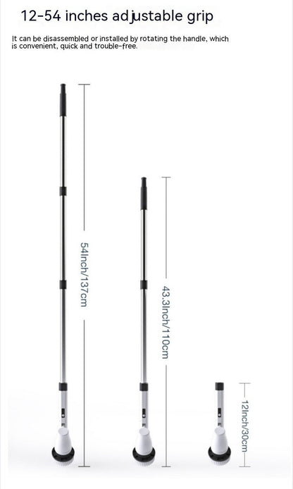 7-in-1 Wireless Cleaning Brush Long Handle Retractable Bathroom Toilet Floor Electric Brush