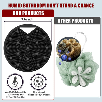 Canroom Silicone Body Scrubber Anti Zinc Infused Exfoliating Black