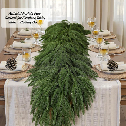 KYGDS Christmas Norfolk Pine Garland 6FT Real Touch Artificial Greenery Green